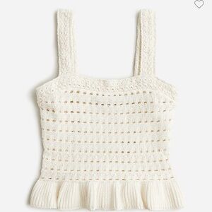 J. Crew Women’s Crochet ruffle Sweater Tank Size S Knit top Peplum $80 MSRP